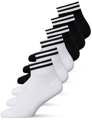 YOUCHAN 6 Pares Calcetines Cortos Hombre y Mujer | Calcetines Tobilleros Algodón Cómodos Rayas