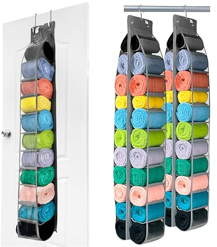 zebricolo, 2PCS, hängeorganizer, 24 Fächern, Schrank Organizer kleiderschrank, Größere Taschen, hängeorganizer, größere Jeans, T-Shirt, Yoga, Hemden, hängeorganizer Schrank