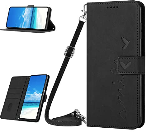 Mo-Somnus Hülle für iPhone SE 2022/2020 / iPhone 8/7 / 6 (4,7 Zoll), PU Leder Crossbody Handyhülle mit [Standfunktion] [Umhängeband] Handyhülle Kompatibel mit iPhone SE 2022 (Schwarz)