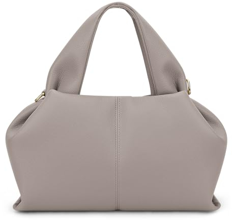 JQWYGB Cloud Pouch Bag Dumpling Clutch Purse Handbag Leather Tote Shoulder Bag Retro Crossbody Bag with Removable Strap, GRAU, Large