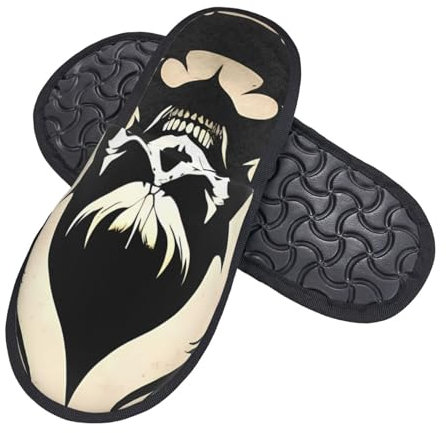 KHiry Schaumstoff-Hausschuhe für Herren Damen Teufel Satan Fuzzy Hausschuhe Haus Winter Warme Schuhe für Schlafzimmer Outdoor Indoor, Schwarz , Einheitsgröße