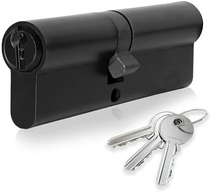 XFORT Matt Black 50/50 Euro Cylinder Lock (100mm), UPVC Door Lock, 6 Pin Cylinder Lock with 3 Keys, PVC Door Lock, Euro Lock Cylinder, Barrel Lock for Front Door or Internal Door