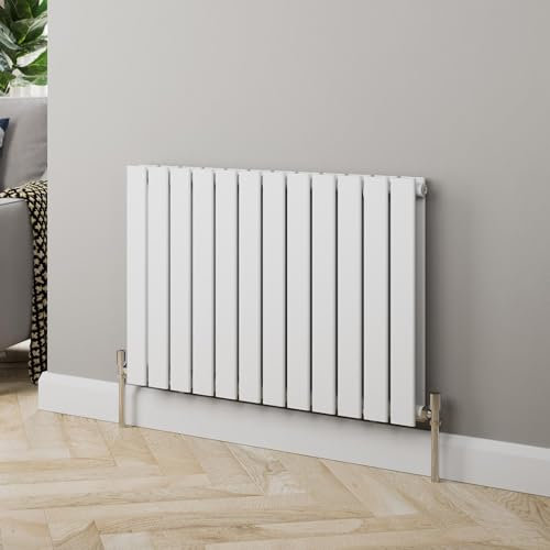 Radiant Living® 600 x 912mm White Horizontal Designer Radiator Double Column Flat Panel Modern Modern Central Heating Panels Bathroom Radiators