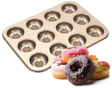 Good Dee's Nonstick Donut Pan for Baking 12 Cavity - Carbon Steel Donut Baking Pan for Muffin, Cake, Dessert & Mini Bagel | Doughnut Bakeware for Oven Baking | Mold Donut Trays Easy Clean & Non-Stick