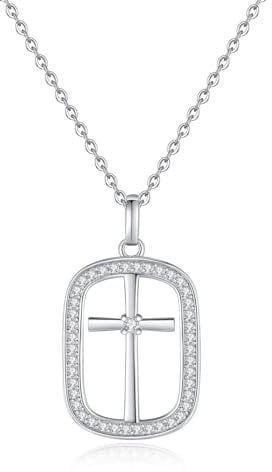 GAVU Kette mit Kreuz für Damen Silber 925 Kreuz Kette Silber Damen mit Jesus Kreuz Anhänger Silber