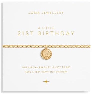 Joma Jewellery A LITTLE MILESTONE BIRTHDAY Gold Plated Bracelet in 17.5 cm stretch (21st)