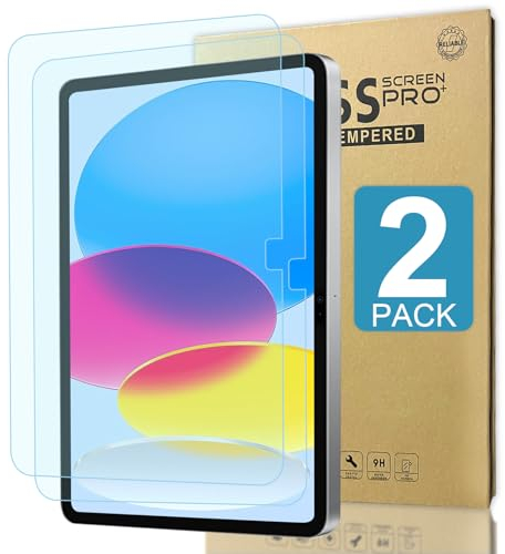 Actualizar Paquete de 2 protectores de pantalla de vidrio templado antiluz azul para ipad A16 11 10,9pulgada /10,9pulgada de 10ª generación, protector de pantalla de vidrio templado con dureza 9H, sin