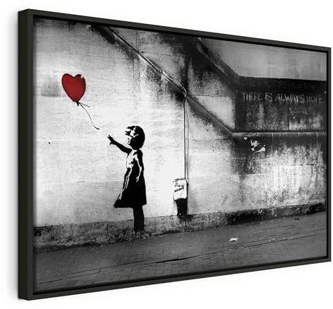 B&D XXL Bilder mit Rahmen 90x60 cm Wandbilder groß Leinwandbild XXL schwarzer Holzrahmen modern Wanddekoration Kunstdruck Wanddeko Wohnzimmer Schlafzimmer i-C-0113-b-a