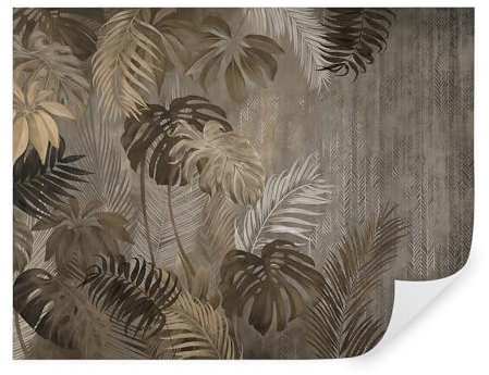 TAPEKO Papier Peint Panoramique Elégant 360x250 cm Feuillage tropical dans le style grunge Papier Peint intissé pour Chambre Salon Décoration Murale u97012