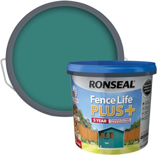 FAB INT PRODUCTS Exterior Wood Paint - Sheds & Fences Life Plus Fence Life Plus, 5 Litre (Teal)