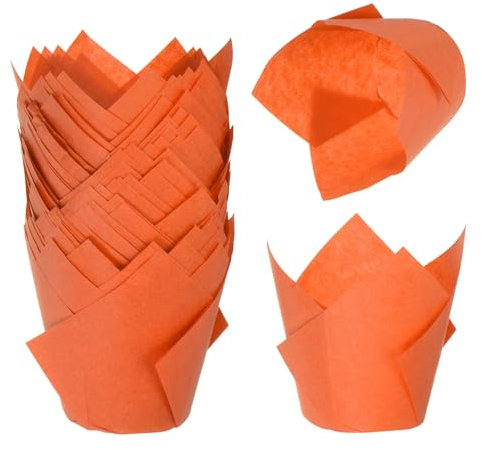sourcing map Lot de 50 moules à muffins en papier sulfurisé pour mariage, anniversaire, festival, Noël, orange