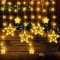 BellaAchtung Lichtervorhang 2.3M 138 LED Lichterkette Vorhang Sterne Weihnachten Licht mit Timer Stecker Warmweiß LED Sternevorhang Fenster innen außen dekoration