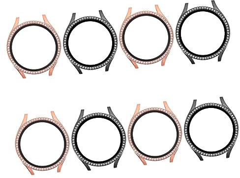 HOMSFOU 8stücke Schutzhülle Für Watch Pc Mit Strass Stoßfest Und Kratzfest Kompatibel Mit Smartwatch Und Roségold Inklusive Gehärteter Folie