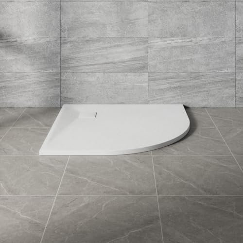 NRG 800x800mm White SMC Quadrant Shower Tray Slip-Resistance Bathroom Shower Enclosure Base Tray