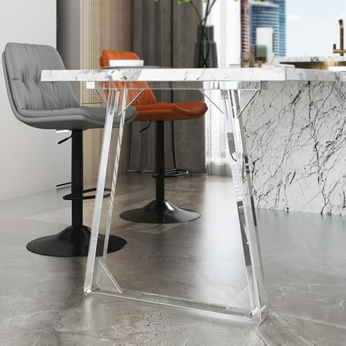 LRYELWA 1 Stück Tischkufen Tischbeine Transparente Acryl Möbelfüße Trapez Tischgestell für Esstisch Schreibtisch Stizbank Couchtisch Schreibtisch Beistelltisch,mit Schrauben (40cm x 72cm)