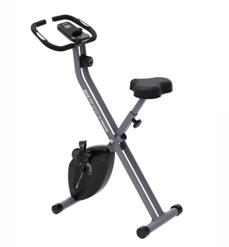 PRIXTON Bicicleta Estática Plegable Bike Fit BF150, Bicicleta de ejercicio Fitness, Resistencia magnética 1,5kg, Pulsómetro, 8 niveles, Ruedas de transporte, Manillar y Sillín Regulable, Soporte móvil
