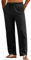 COOFANDY Leinenhose Herren Lang Sommerhose Leicht Schlupfhose Sommer Freizeithose für Herren Loose Fit Leinen Hose Männer Casual Strandhose Einfarbig Schwarz M