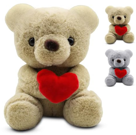 Teddybär Plüschbär mit Herz, Plüsch-Bär, Teddy mit Liebe, 23 cm Teddybären Rose Stofftier Spielzeug Dekozimmer, Plüschtier Kuscheltier Schmusetier Geschenke für Kinder Mädchen,Geburtstag,Valentinstag