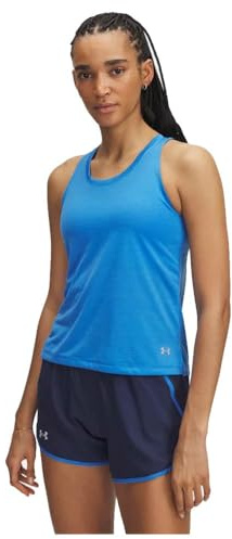 Under Armour Damen Launch Singlet, leichtes atmungsaktives Tank Top, schnelltrocknendes Funktionsshirt mit reflektierenden Details,Blue Atlantis / / Reflective,LG