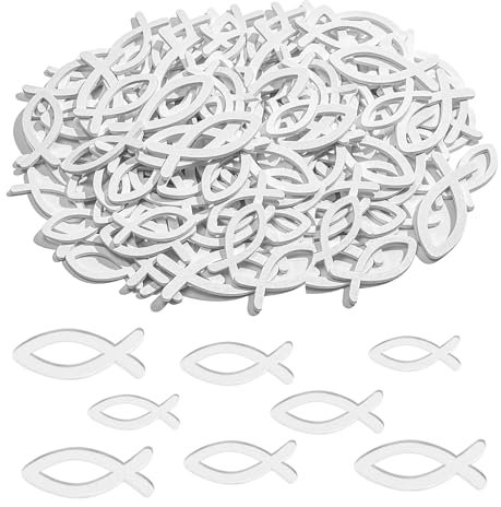 Kommunion Deko Holzfische,Tischdeko Taufe Streudeko Kommunion 108 STK, Kommunion Deko Holzfische,Holzfische TischDeko für Junge Mädchen Taufe Kommunion Konfirmation