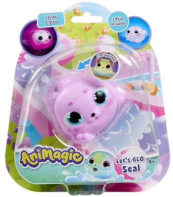 Animagic - Let's Glo Seal – Rosa - Kleines Süßes Interaktives Robbe Kuscheltier Für Kinder ab 4 Jahren, Flexibles & Dehnbares Material, Sensorik Spielzeug, Geburtstagsgeschenkidee
