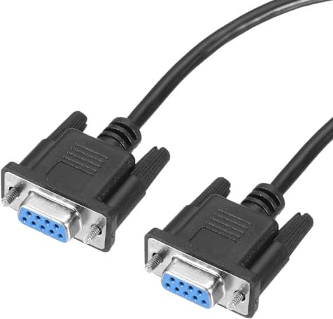 sourcing map 4.9 ft DB9 RS232 Serial Cable, Straight Through RS-232 Female to Female 9 Pin Extension Cable for Data Communication, Black