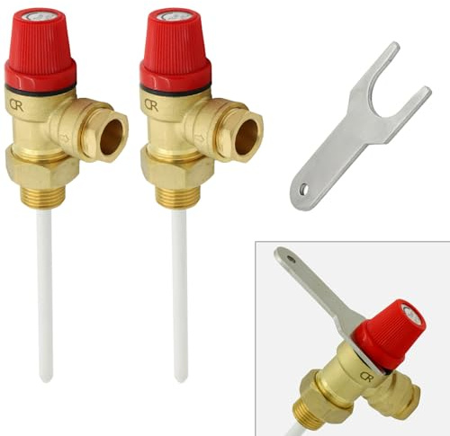 2 x Temperature and Pressure Relief Valve 1/2″ 7 Bar 90°c + 1 x TPR Key