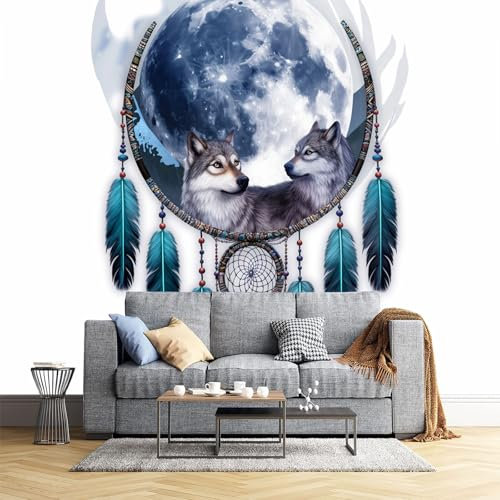 Fototapete Türkis Traumfänger 350X256Cm Tapete Wandbild Tapete Fototapeten Tapeten Wandtapete Wand Schlafzimmer Wohnzimmer Sternenhimmel Tiere Eckfototapete Wanddekoration