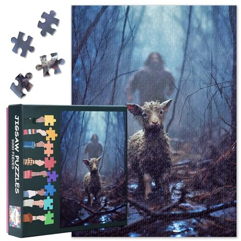 Jigsaw Puzzles 1000 Pieces for Adults, Lost Lamb Jigsaw Puzzle, Jesus Christ 1000 Piece Puzzles, Intellectual Challenge Puzzle Educational Toy Finished Size 50x70cm