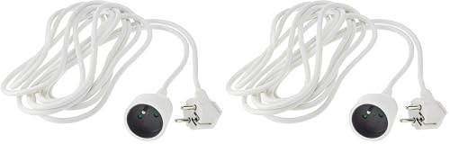 PremiumCord Verlängerungskabel 230V 5m mit Kindersicherung, Stromkabel, Netzkabel, Schuko-Verlängerung, Buchse auf Stecker Typ E, Farbe Weiß PPE1-05 5 m (Packung mit 2)