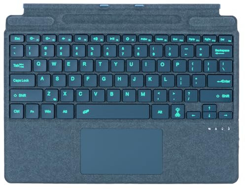 Teclado Bluetooth para Microsoft Surface Pro Copilot+ PC (11ª edición), compatible con Pro 8 Pro 9 Pro 10/Pro X Pro 11 Generation, QWERTZ, Trackpad, carga USB, alemán, azul zafiro