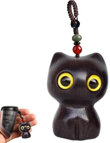 fufupaw Schlüsselanhänger Katze, Katzen Anhänger, Schlüsselanhänger Holz, Ideal für Schlüssel, Rucksäcke, Handtaschen, Katze Schlüsselanhänger Als Geschenk für Mädchen, Frauen Und Männer