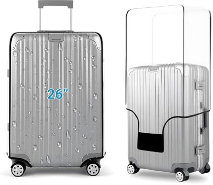 THMINS Transparente Koffer Schutzhülle 26 Zoll,Wasserdicht Staubdicht | Transparentes PVC-Material; staubdicht und kratzfest; mit Grifföffnungen oben und rechts