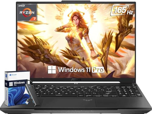 ASUS TUF A16 Gaming Laptop, Windows 11 Pro, AMD Ryzen 7 7735 HS, 32 GB DDR5 RAM, 1 TB SSD, Radeon RX7700S, 16 FHD 165 Hz Display, RGB Retroilluminato KB, Wi-Fi 6