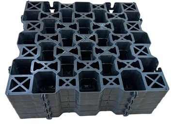 SPECTRAPLAST® Grass Grids – Pack of 4 | Heavy Duty Black Plastic Driveway Grid | 81-Cell HDPE Gravel Retainer | Lawn Path Drainage Mat | 500x500x40mm | Made in UK | 1m² Coverage