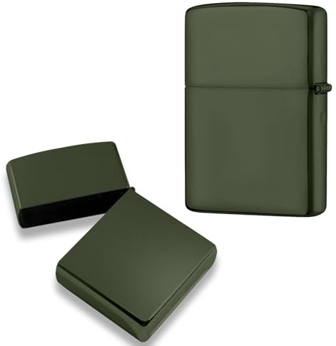 Feuerzeughülle Ohne Einsatz Metall Feuerzeughülle für Zippo Feuerzeug Hülle Geschenke für Papa, Freund (Grün)