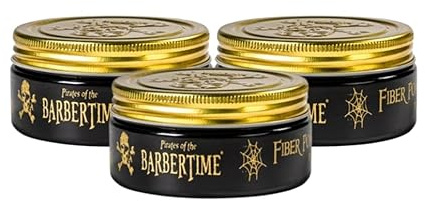 Barbertime Fiber Pomade Haarwachs – (3x 150ml) Fiber Wax für Männer | Flexibler Halt & Mittlerer Glanz | Wasserbasierte Haarpomade | Formbare Styling-Paste mit Kokos-Duft | Kein Verkleben