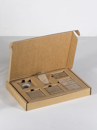 FACCIAMOCASA Juego de mesa de mármol natural para 6 personas – Accesorios de mesa: abrebotellas, portavelas, soporte para cubiertos, posavasos, marcador de sitio – Caja de regalo (Travertino Nuez)
