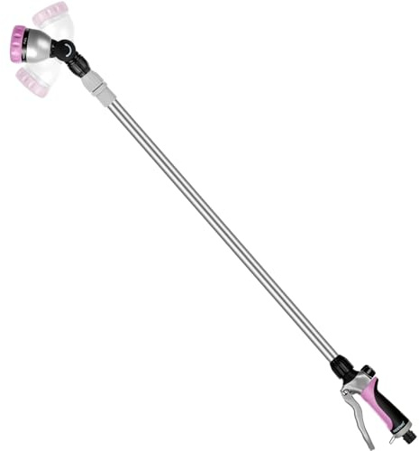 RESTMO Baguette d'arrosage en métal de 91 à 152 cm, long tube télescopique | Tête à cliquet réglable à 180° | 7 modes de pulvérisation | Contrôle du débit | Pulvérisateur de tuyau d'arrosage pour les