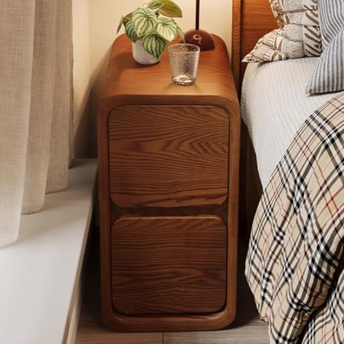 Table De Chevet en Noyer, Table De Chevet De Chambre à Coucher avec Rails Coulissants Silencieux Et PoignéEs De Porte sans Cadre for Livres, Lampe De Bureau, Plantes