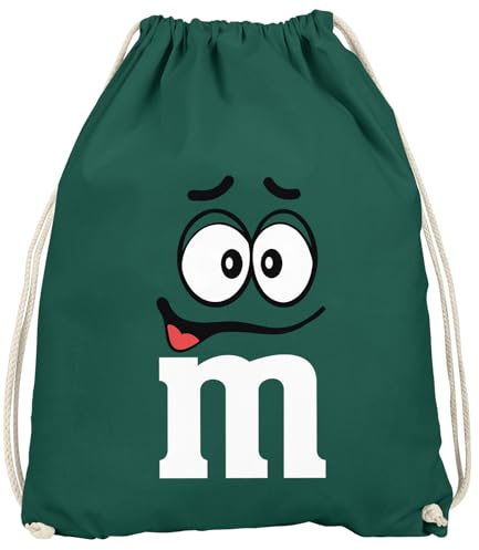 MoonWorks® Turnbeutel - M mit Gesicht - Accessoires Fasching Karneval Gadgets Spruch lustig Faschingsartikel Tasche Gymbag Dunkelgruen unisize