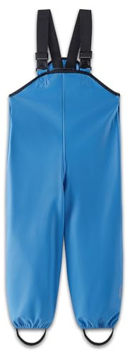 Reima - Lammikko Regenhose für Kinder Wasserdicht - Strapazierfähige Matschhose Jungen und Mädchen mit verstellbaren Hosenträgern, elastischen Beinabschlüssen - Cool Blue, 92