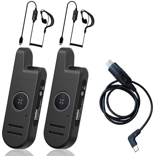 Radtel RT13 Super Mini Walkie Talkie, wiederaufladbar, VOX-Freisprecheinrichtung, PMR-Business-Funkgerät für Restaurants, Friseursalons, Hotels (2er-Pack + Ohrhörer + Programmierkabel)