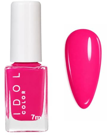 Hot Pink Nail Polish - 7ml Quick Dry Nail Varnish - Bright Neon Pink Nail Polish - High Gloss Air Dry Nail Colour Paint for DIY Manicure Home Nail Art & Everyday Wear