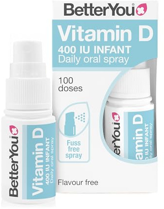 BetterYou Vitamin D 400 IU Infant Oral Spray for Babies & Kids Under 3 Years, Gentle Fast Acting Formula to Support Growing Bones and a Healthy Immune System, 3-Month Supply, Flavour Free