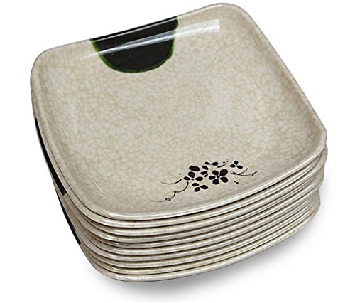 WXiaJ-piatti Piatto Quadrato Candy Imitazione Crack Cucina Soggiorno Snack Piatto Verde Scuro Confezione da 10 Pezzi