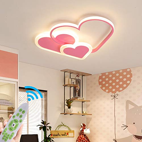 Deckenleuchte Kinderlampe LED Baby Rosa Deckenlampe Moderner Mädchen Jungen Schlafzimmer Pendelleuchte Dimmen mit Fernbedienung Badezimmerlampe für Flur Balkon Esszimmer Herz Deko Decke Lampe