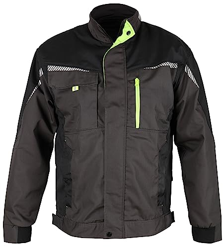 Stenso Prisma - Chaqueta de trabajo multiusos para hombre - Con bandas reflectantes - Corte entallado - Gris/negro/verde - 44