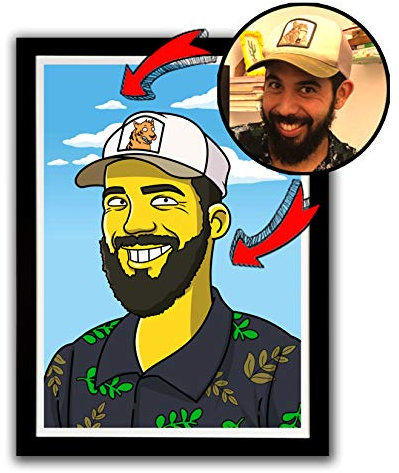 Zeichnung Personalisierte Simpsons-Stil Gesicht und Schultern. Originelles Geschenk. Schicken Sie Ihre Fotos! Handgemachtes Porträt von Designern Lassen Sie es auf Papier oder digital drucken