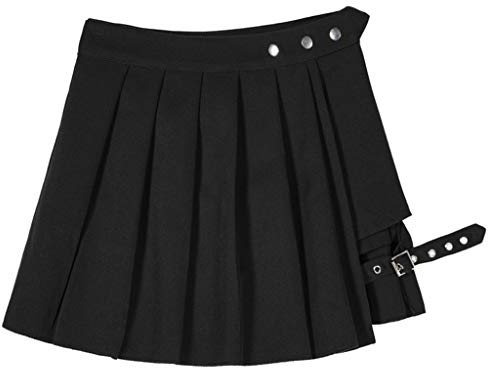 Guangzhou Frauen Harajuku Unregelmäßiger Mini Faltenrock Skater Asymmetrischer Ausschnitt Clubwear Rock Schwarz